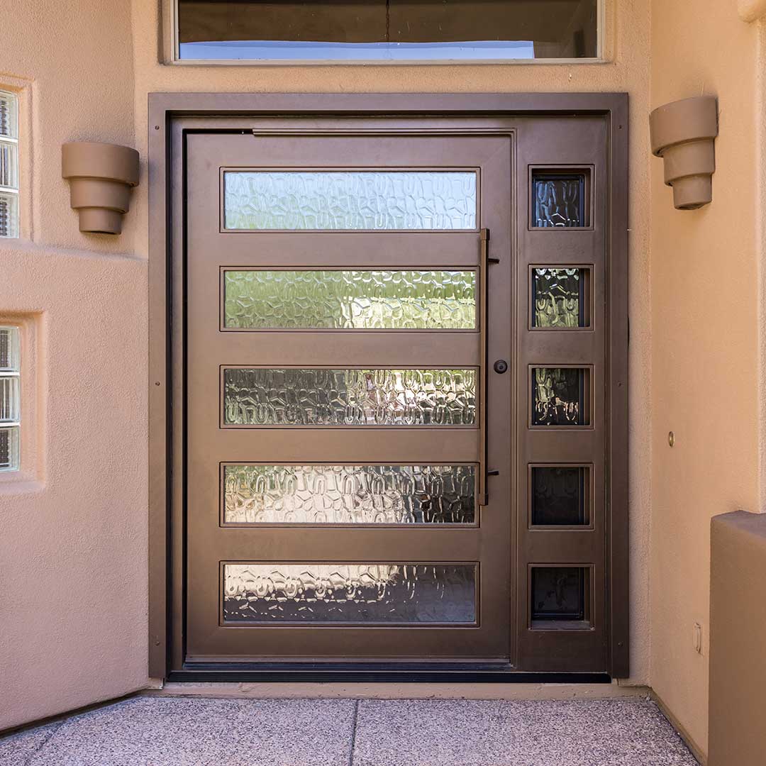 Desert Contemporary Iron Entry Door by First Impression Ironworks