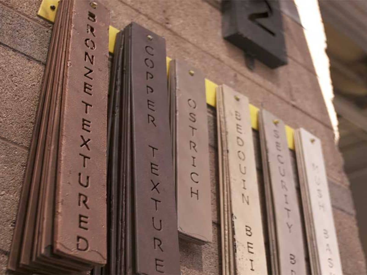 Samples of powder coating finishes for First Impression Ironworks Iron Doors