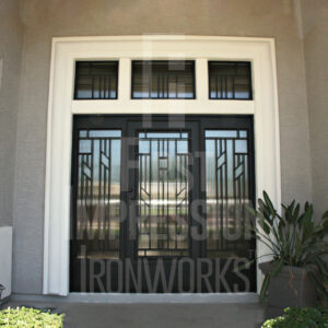 Texas Canyon Iron Entry Door with Left & Right Sidelights & 3 Matching Iron Windows