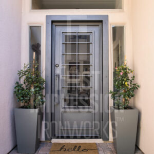 Texas Colonial Single Iron Entry Door with Plain Kickplate & Bauble Handle