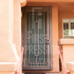 Texas Elite Horizon Iron Security Door with 2 Piece Lock & Lever, Color Pyrite
