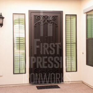 Texas French Tip Iron Security Door with Big Braid Iron Handle