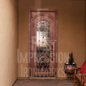 Texas Palazzo Iron Entry Door with Arch in Square Frame