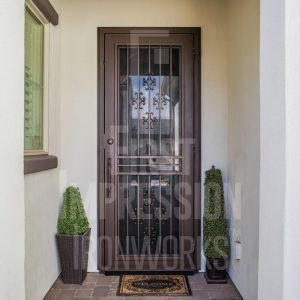 Scroll Set Iron Security Door with Glass and Screen