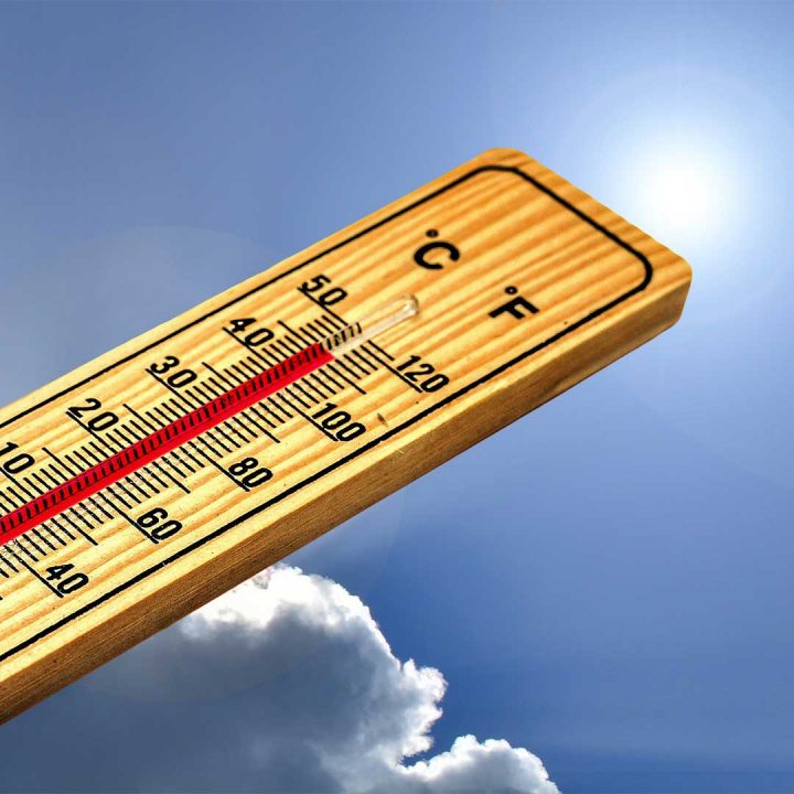 wood thermometer showing hot temperature