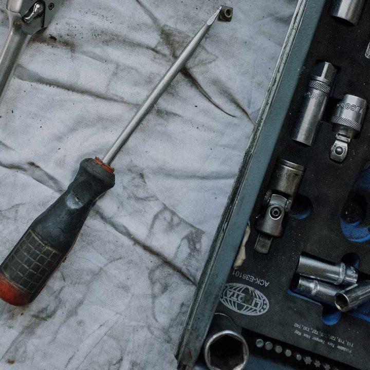 Tools laying on a tarp