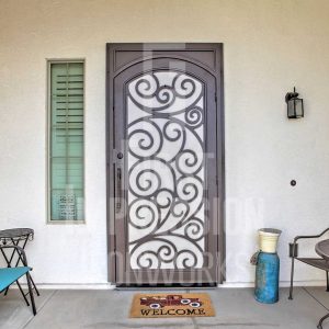 Barcelona-iron-entry-door-exclusive-elegant-single-plasma-arch-in-square