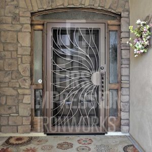 Swirl-iron-security-door-signature-asymmetrical-single-screen-plasma-square Product Image