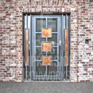 Copper Triple Plate Iron Entry Door with Sidelights