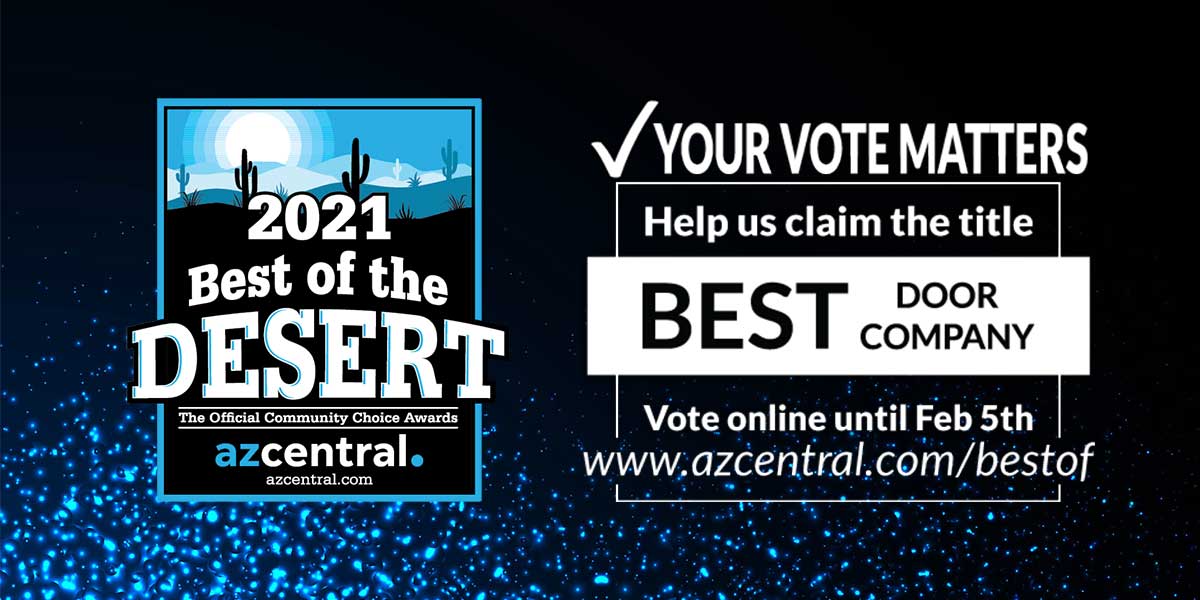 Logo for AZ Central's Best of the Desert Award with text saying to Vote for us and a link