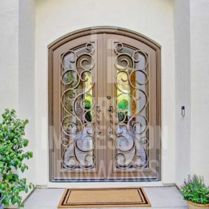 Barcelona Iron Entry Door Exclusive Elegant French Glass Plasma Arch