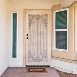 Californian-Iron-Security-Door-Signature-Traditional-Single-Screen-Hand-Forged-Square-Scrolls-Oil-Rubbed-Bronze-Lever-Iron-Straight