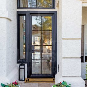 Texas Generation Single Iron Entry Door with Clear Glass & Matching Iron Window