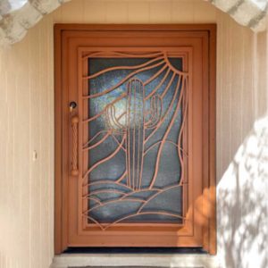 Texas Cactus Bend Iron Entry Door