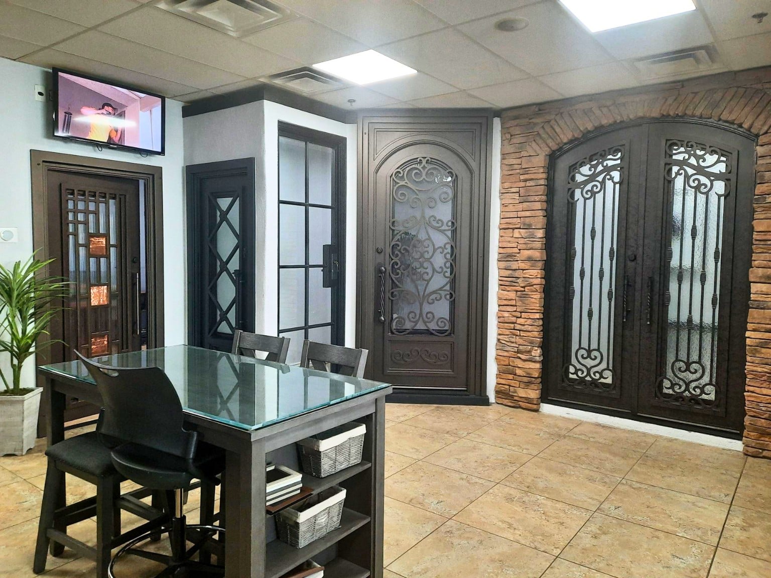 Security Door products inside First Impression Ironworks Gilbert Showroom