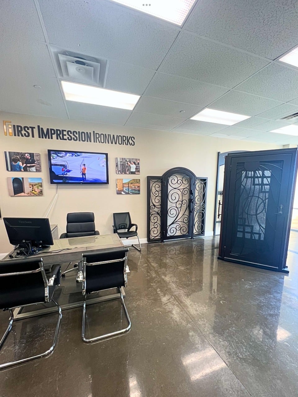 Interior of First Impression Ironworks Gilbert Showroom customer seating area