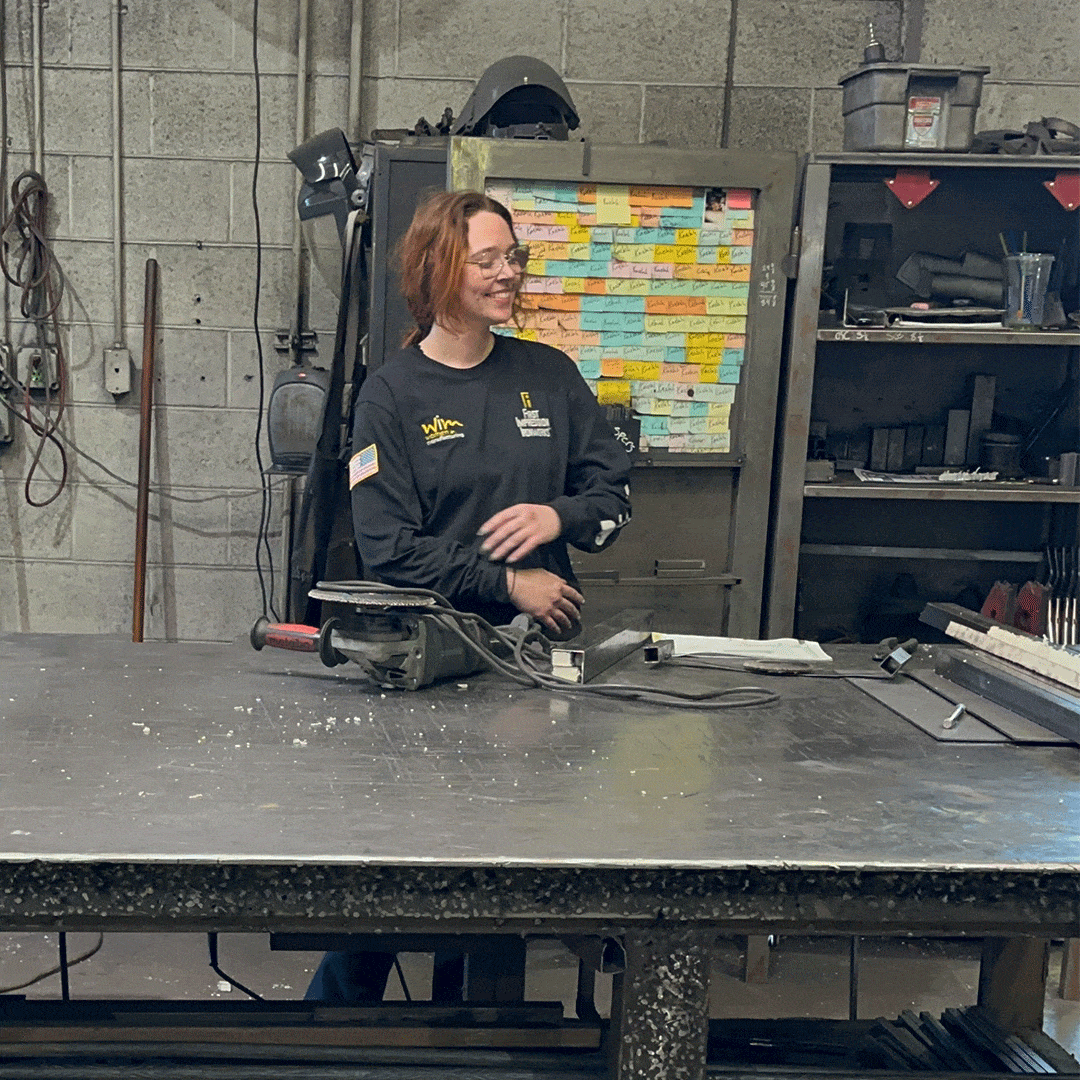 First Impression Ironworks welder speaking about what she does at First Impression Ironworks