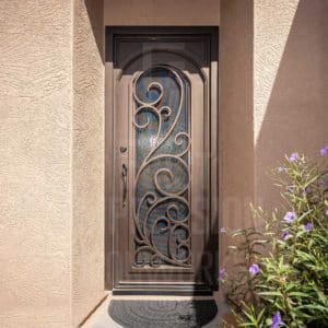 Arch in Square Florentine Iron Entry Door