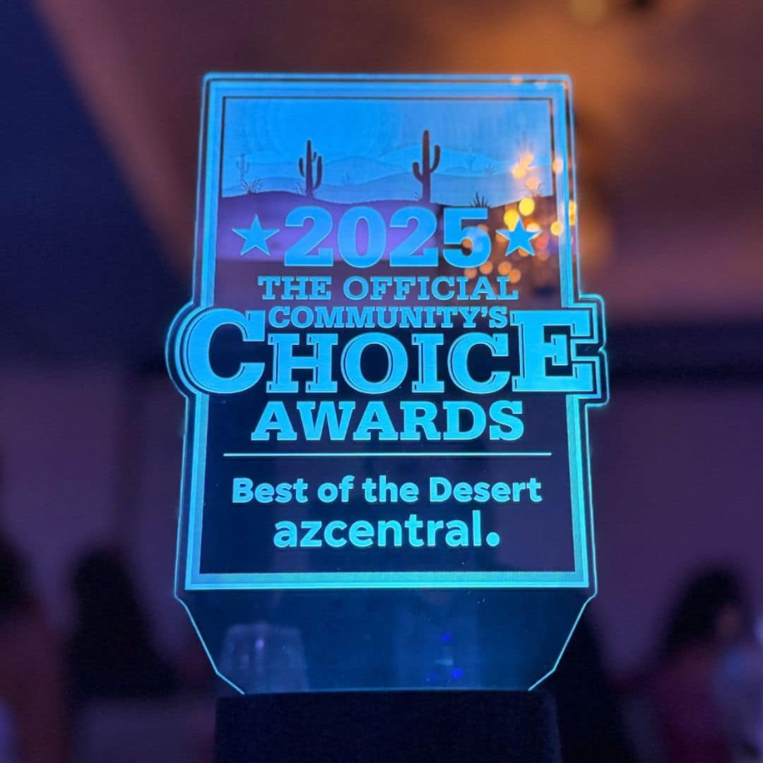 CLose up of the Best of the Desert award
