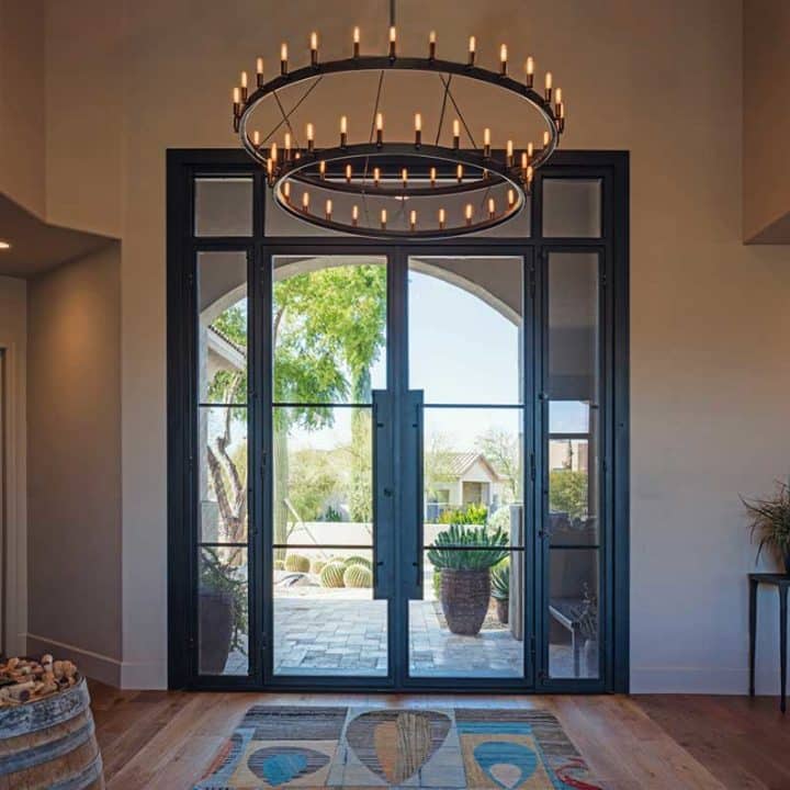 First Impression Ironworks Contemporary XL Iron Entry Door with Transom