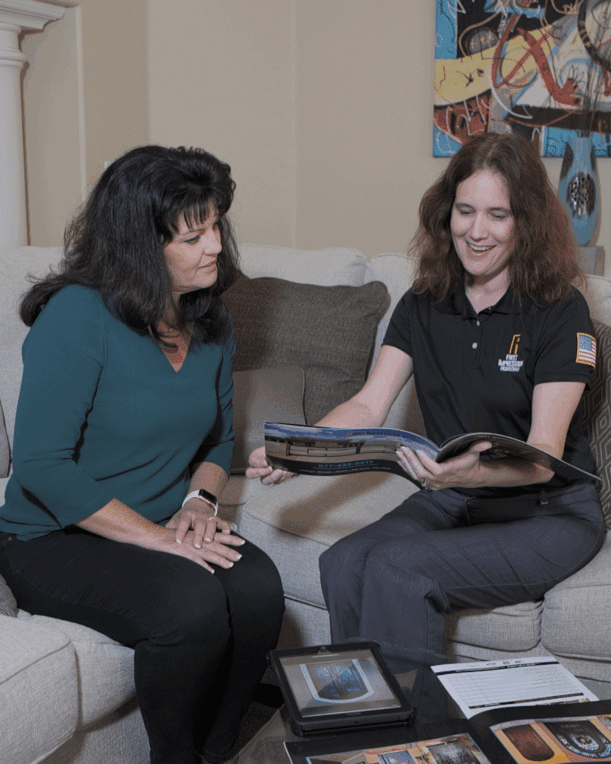First Impression Ironworks Design Consultant meeting with a homeowner at her home