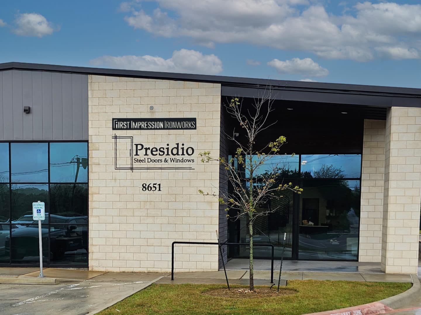 Front for the First Impression Ironworks showroom, located in Austin, Texas
