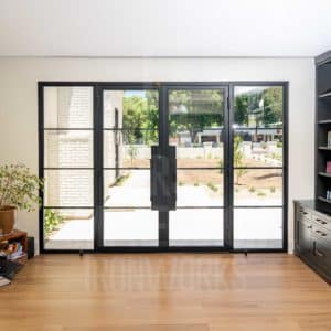 Desert Contemporary Iron Entry Door with Sidelights