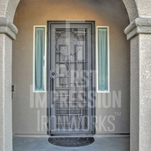 Custom Night Groove Iron Security Door, Color Silver Texture