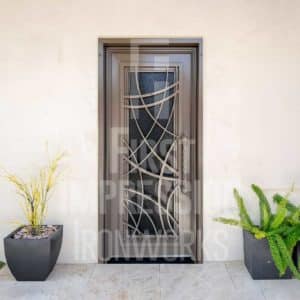 Abstract Iron Entry Door with Iron Handle