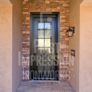 Colonial Diamond Iron Entry Door with Iron Handle