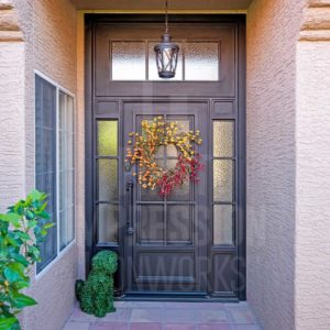 Colonial Iron Entry Door With Transom & Sidelights
