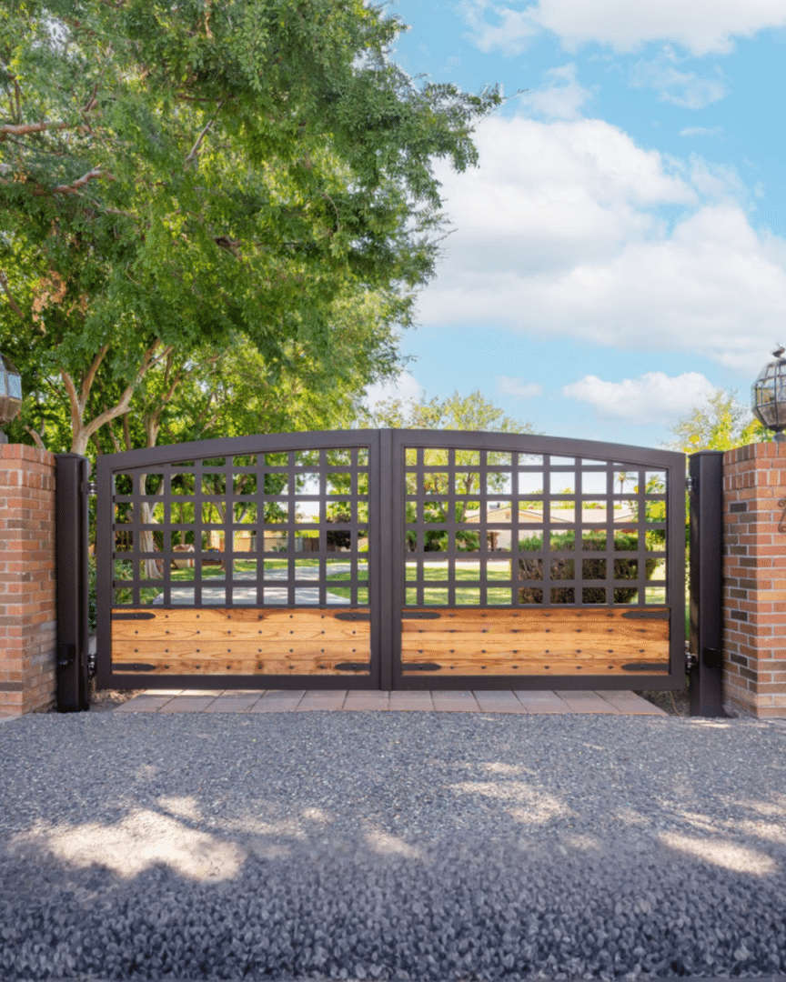 Custom Wood and Iron Gate by First Impression Ironworks