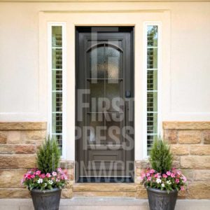 Colonial Iron Entry Door with Iron Handle