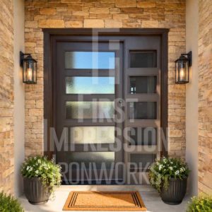 Desert Contemporary Iron Entry Door with Iron Handle