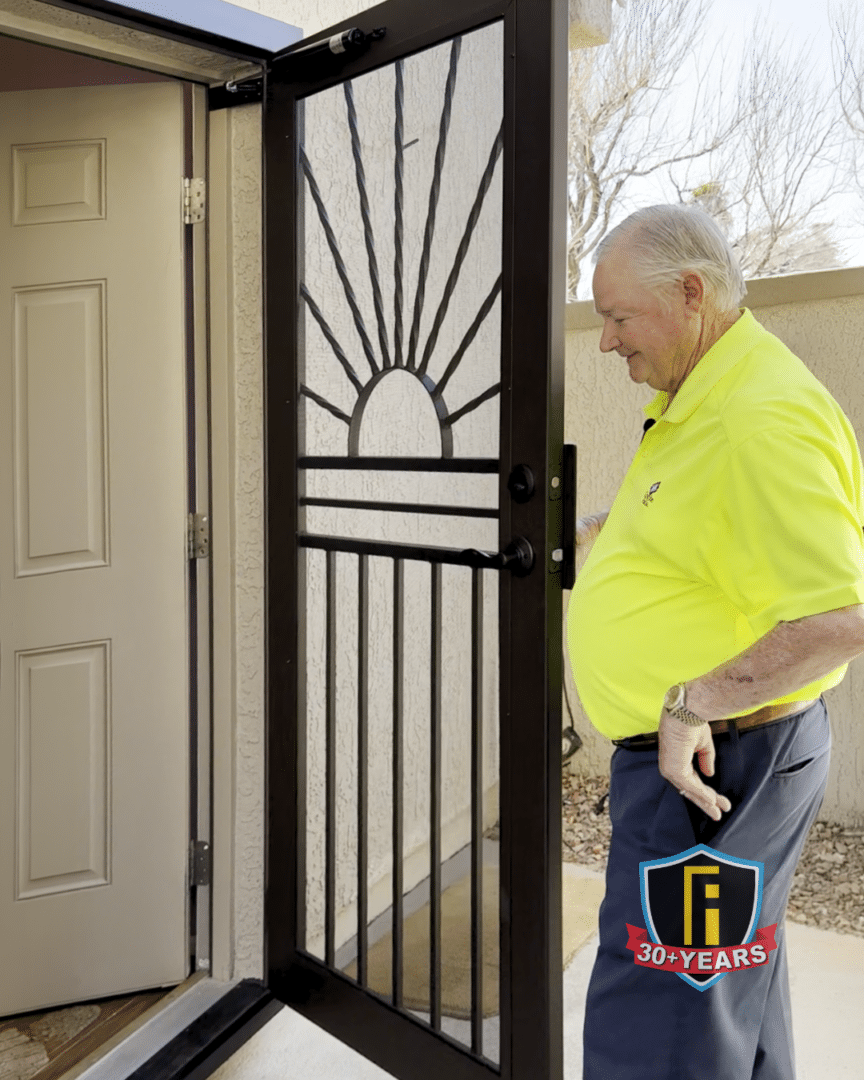 Glenn Scott showing off his new First Impression Ironworks Iron Security Door